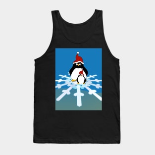 Christmas Penguins on Snowflake Tank Top